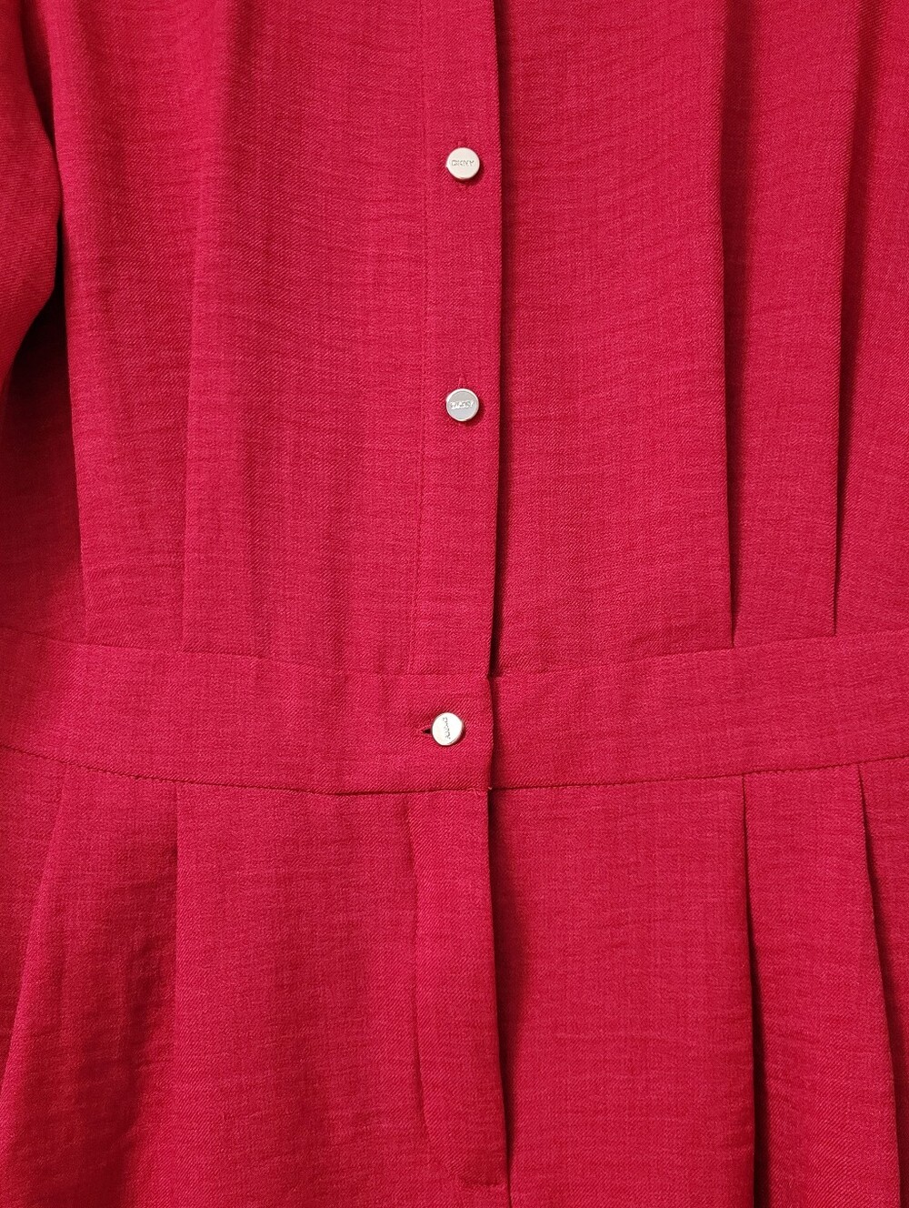 NWT DKNY raspberry pink long-sleeve shirt dress - Picture 4 of 10